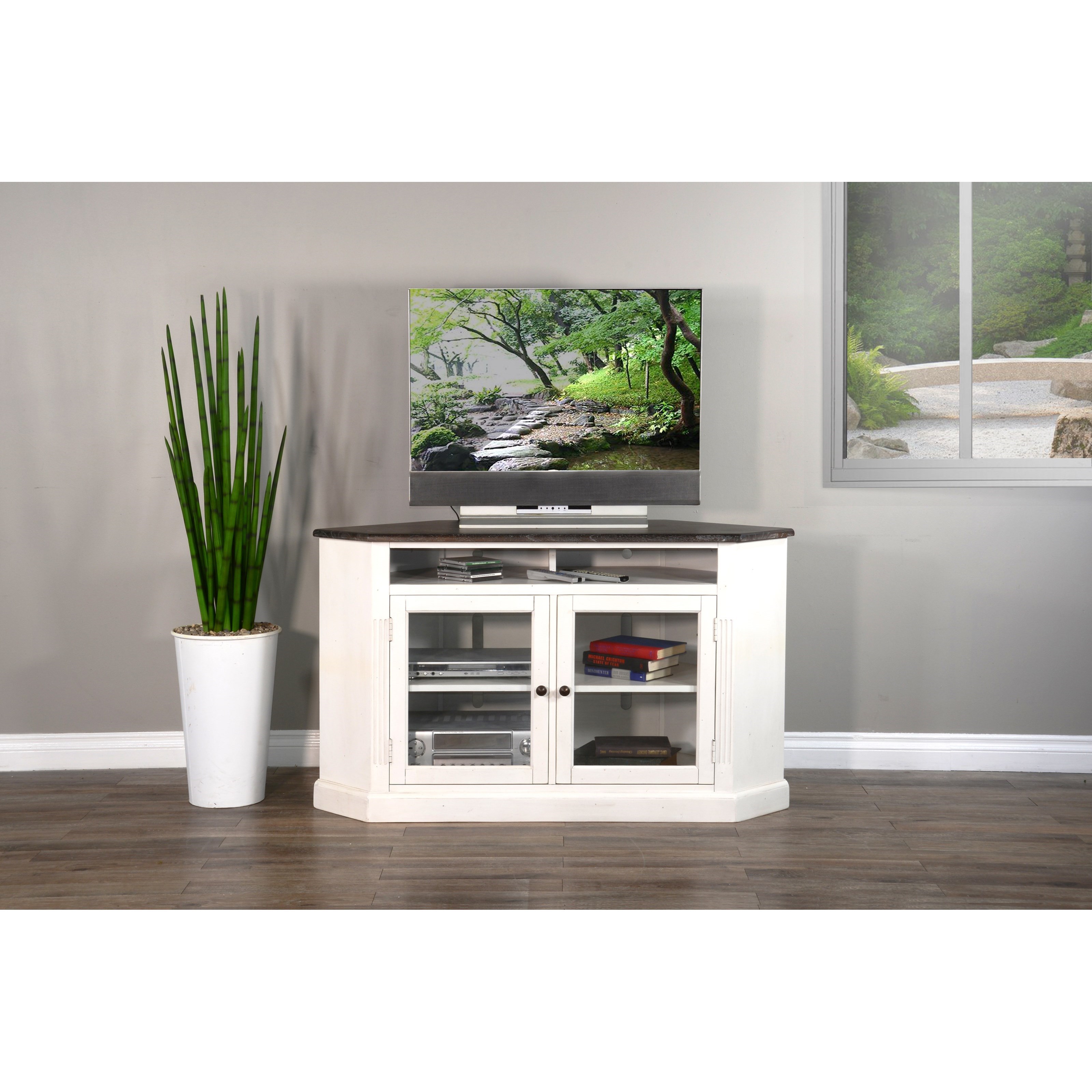 Sunny Designs 3635 Corner TV Stand with Glass Doors Wayside Furniture